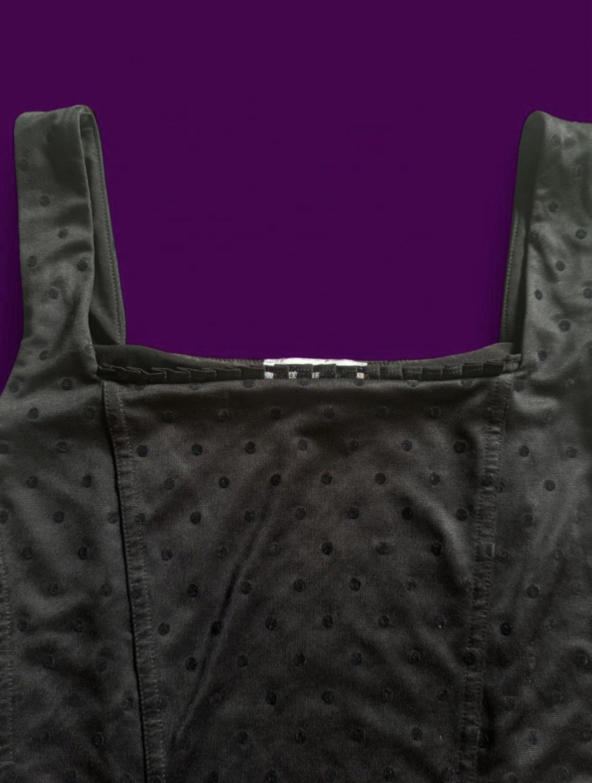 White House Black Market Black on Black Polka Dot Tank Top Size Medium