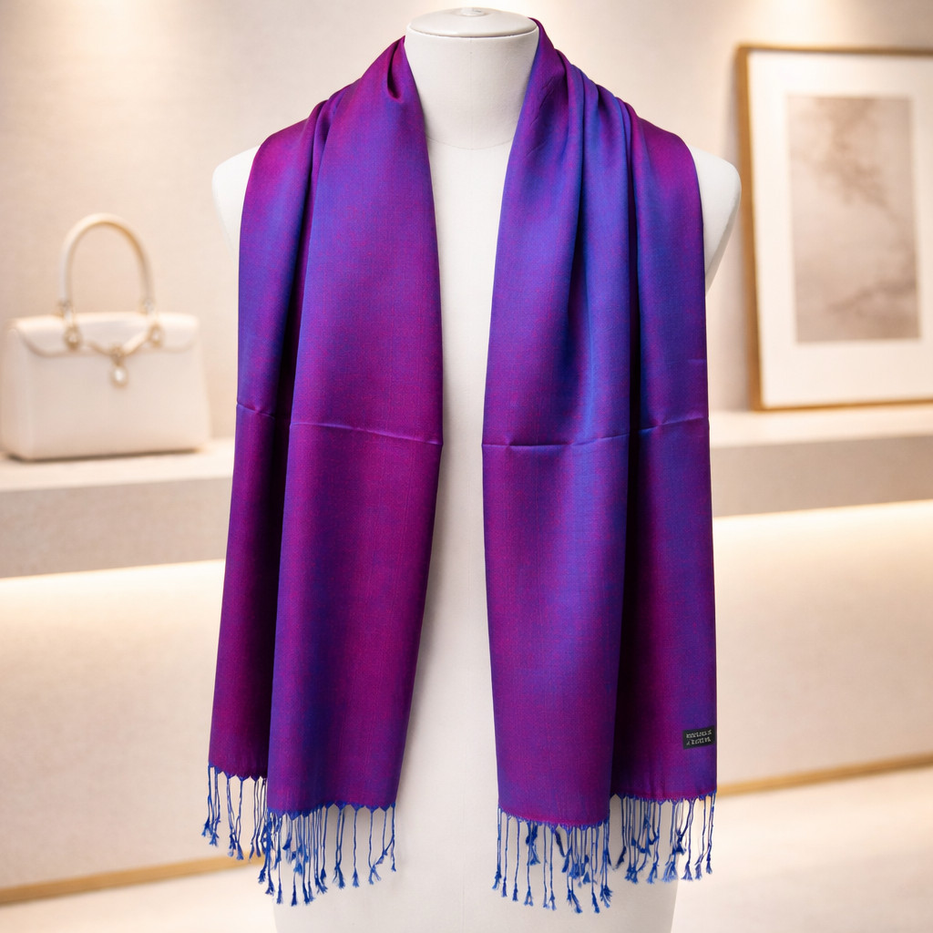 Women’s 100% Silk Solid Long Rectangular Scarf Shawl Wrap Stole Elegant