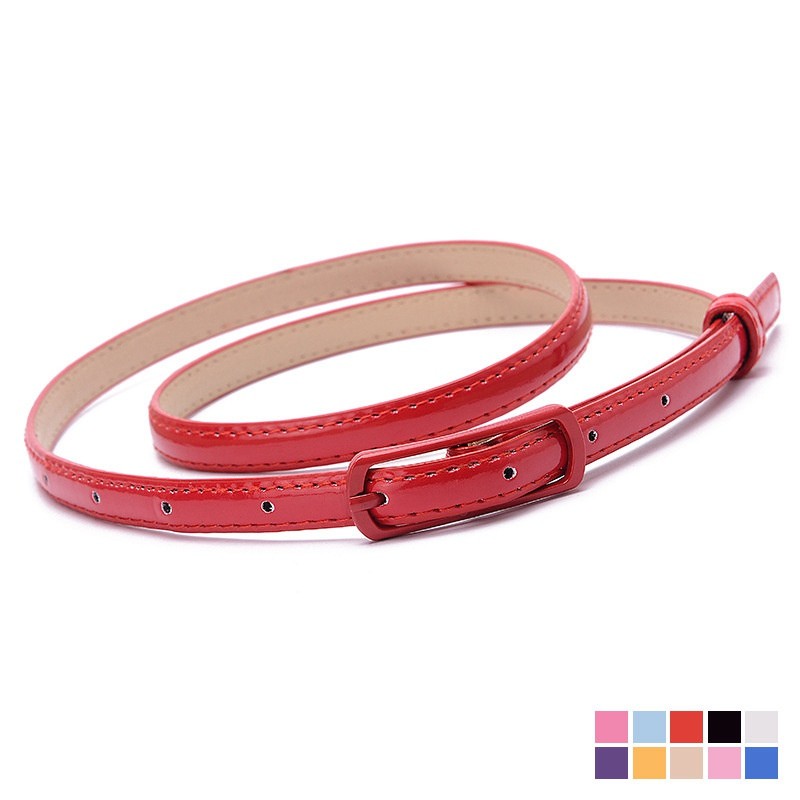 Thin Belt Ladies Decoration Leather Candy Color Belt Dazzling Color Patent