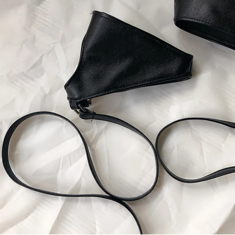 PU Leather Fingerless Gloves Gothic Punk Half-Finger Arm Sleeves