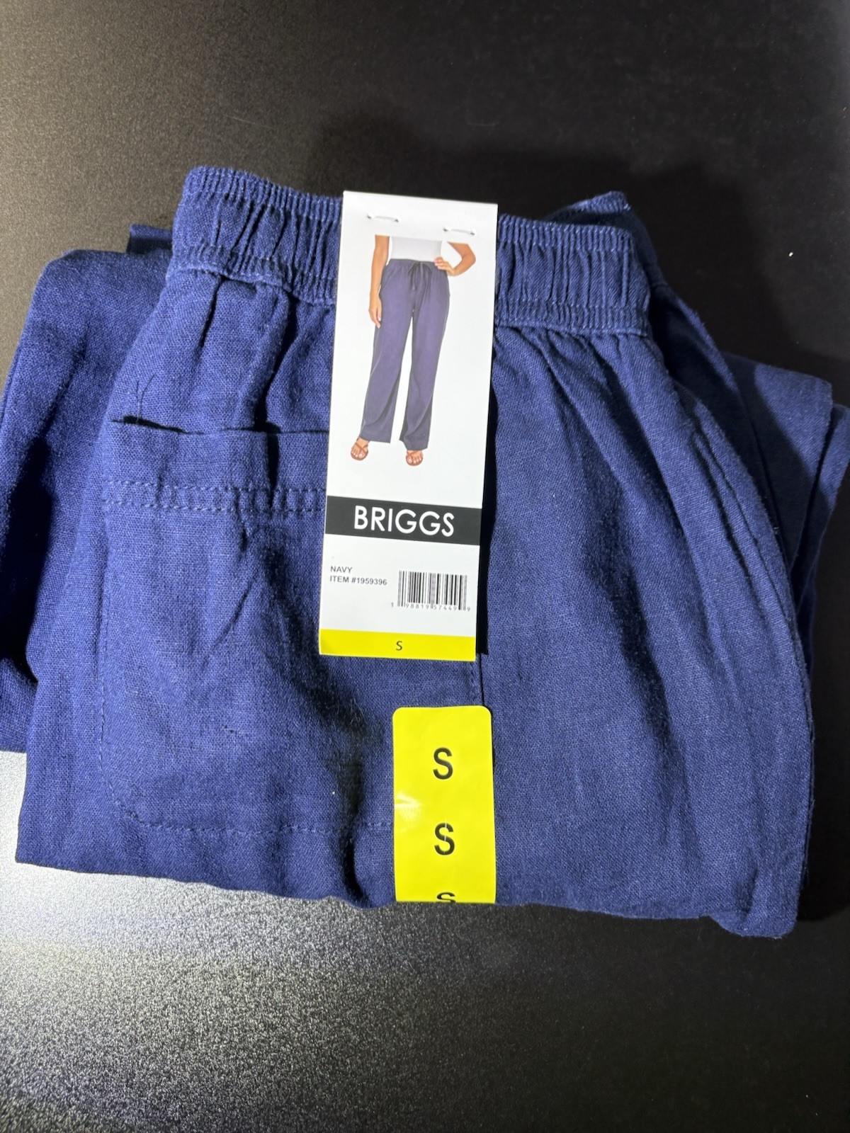 Briggs Women’s Pull-On Linen Blend Pant, Navy, Small