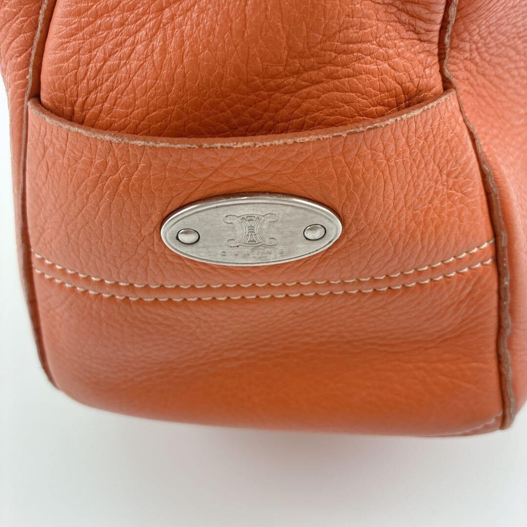 CELINE Boogie Bag Leather Orange Vintage Authentic From Japan