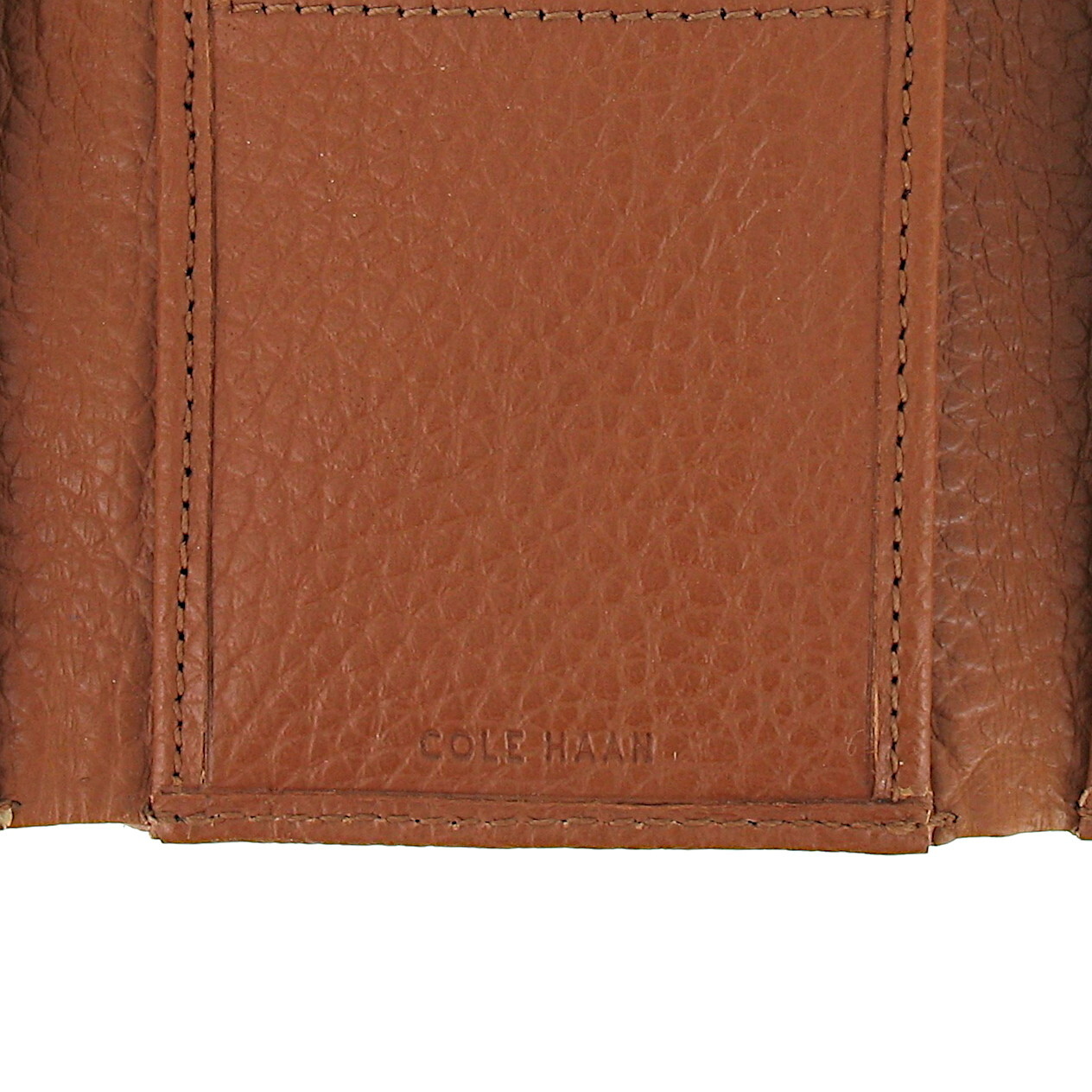 Cole Haan Men’s Slim Pebbled Leather Tri-Fold Trifold Wallet – Cognac