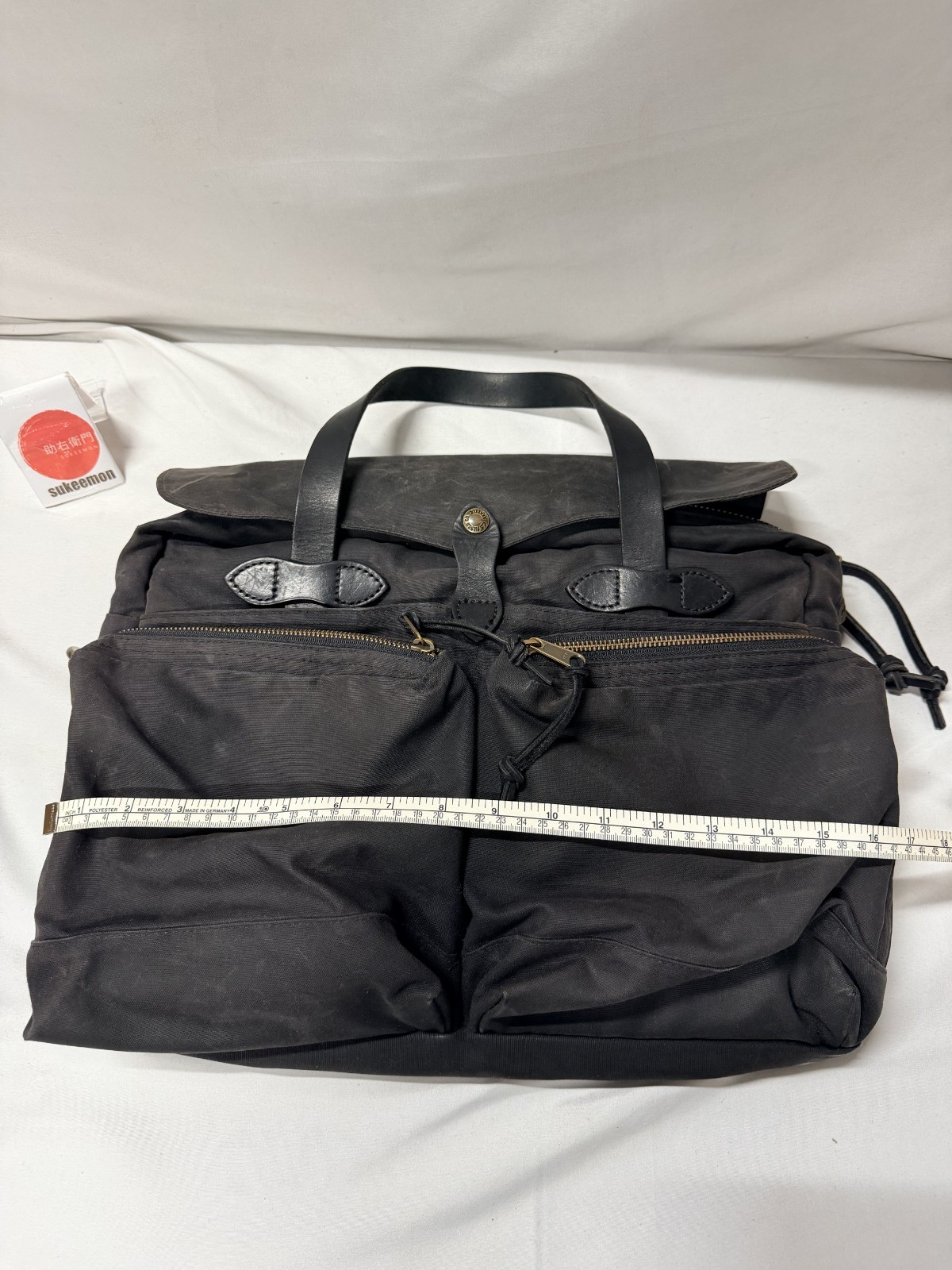 Filson 24 Hour Bag Tin Cloth Briefcase Black Made In USA Waxed Cotton