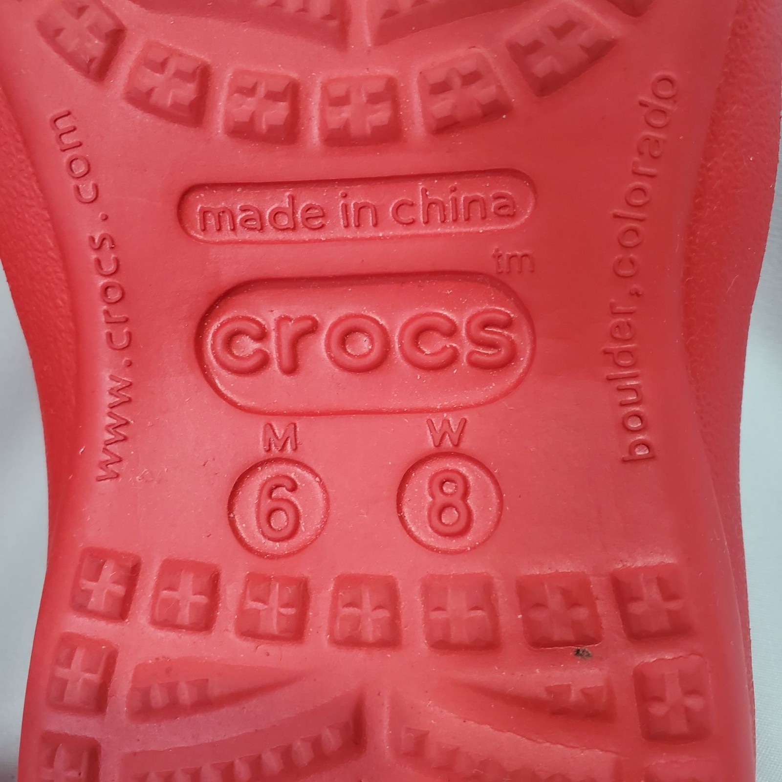 Crocs Red & White Comfort Flip Flop Sandals Size W8 M6 Durable Comfort Thongs