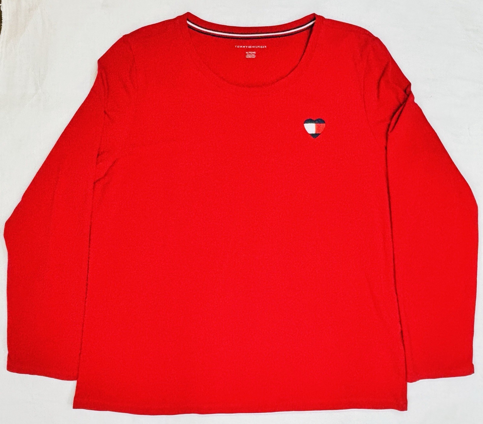 Tommy Hilfiger Women’s Size XL Red Cotton Blend Pullover L/S T-Shirt Heart Logo