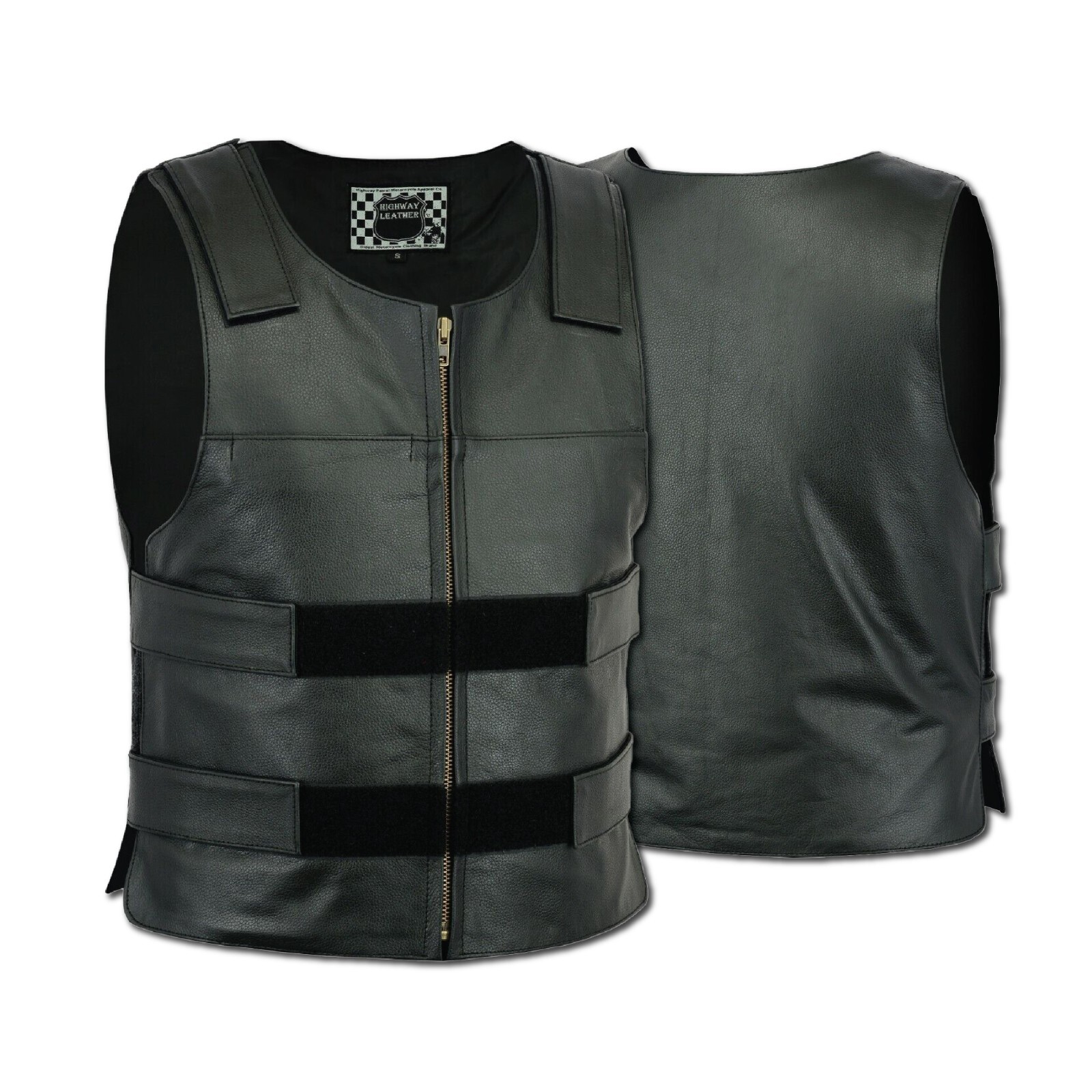 Men Bullet Proof style Leather Motorcycle Vest for bikers Tactical waistcoat
