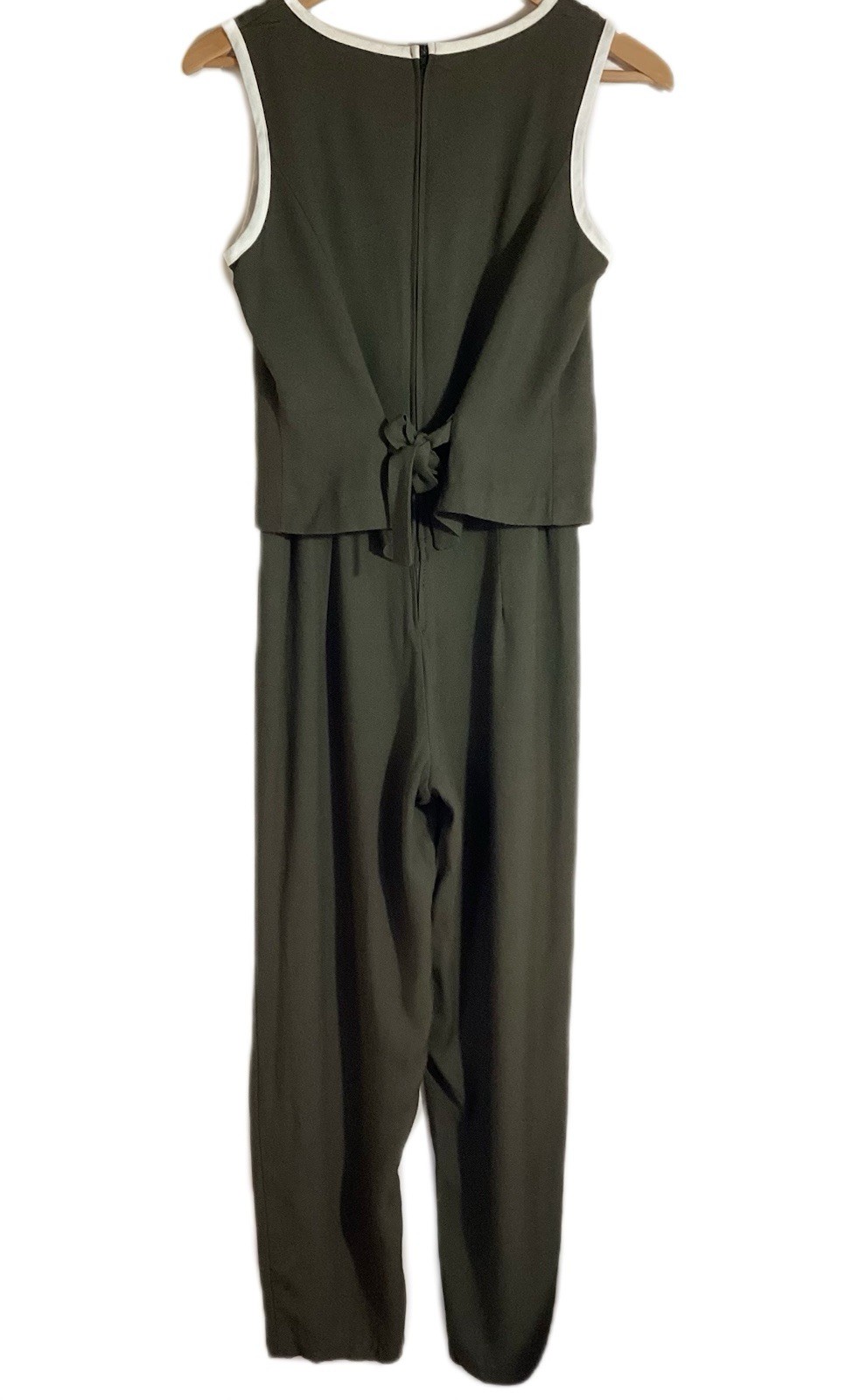 Vtg Classic One Piece Jumpsuit 7/8 Mod Retro Chic Old Money Tie Back Waist