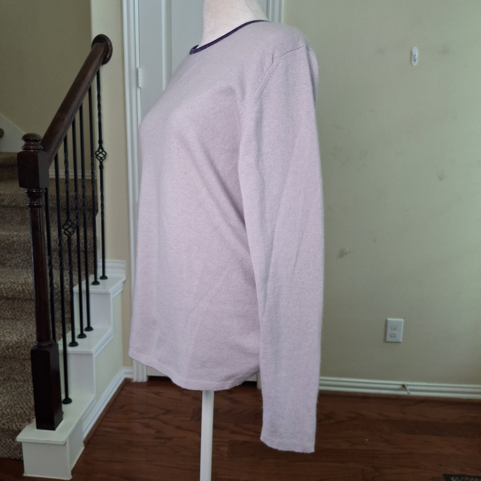 Robert Talbott 100% Cashmere Sweater Purple Women XL Open Back Preppy Old Money