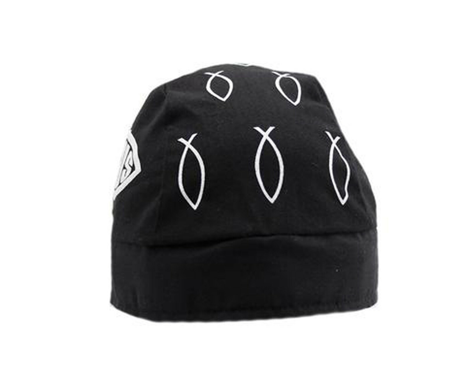 Christian Doo Rag Motorcycle Skull Cap Religious Chemo Bandana Cover Fish Symbol