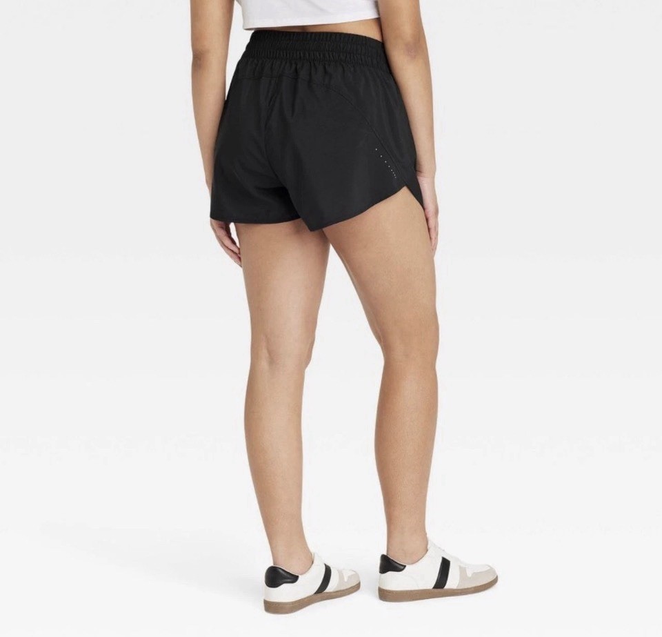 NWT~ All in Motion sz S Black Woven Run Shorts 3″ Mid Rise Light Stretch S17