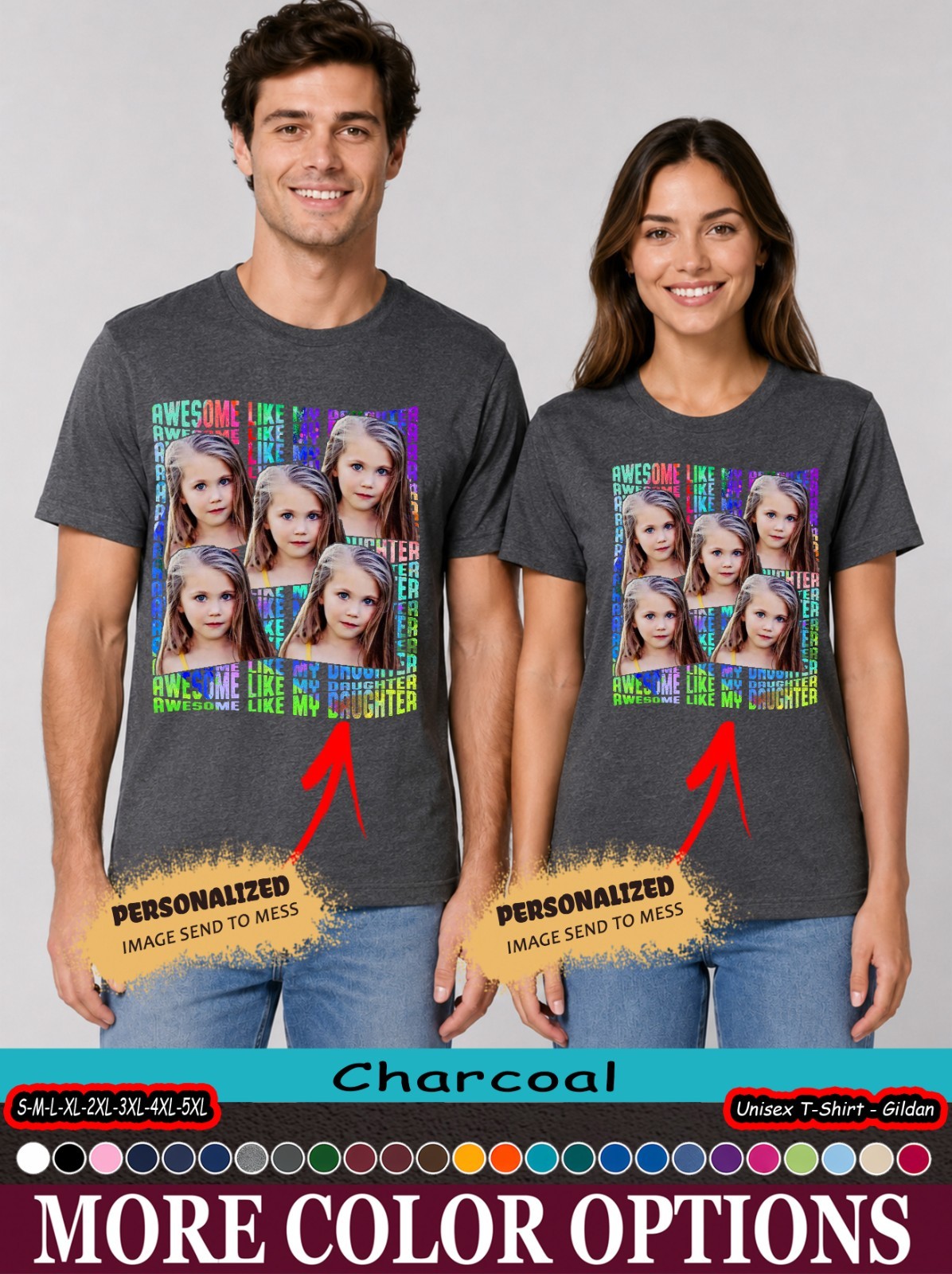 Custom Photo Funny Dad Daughter Shirt, Awesome Like My Daughter Graphic Tee