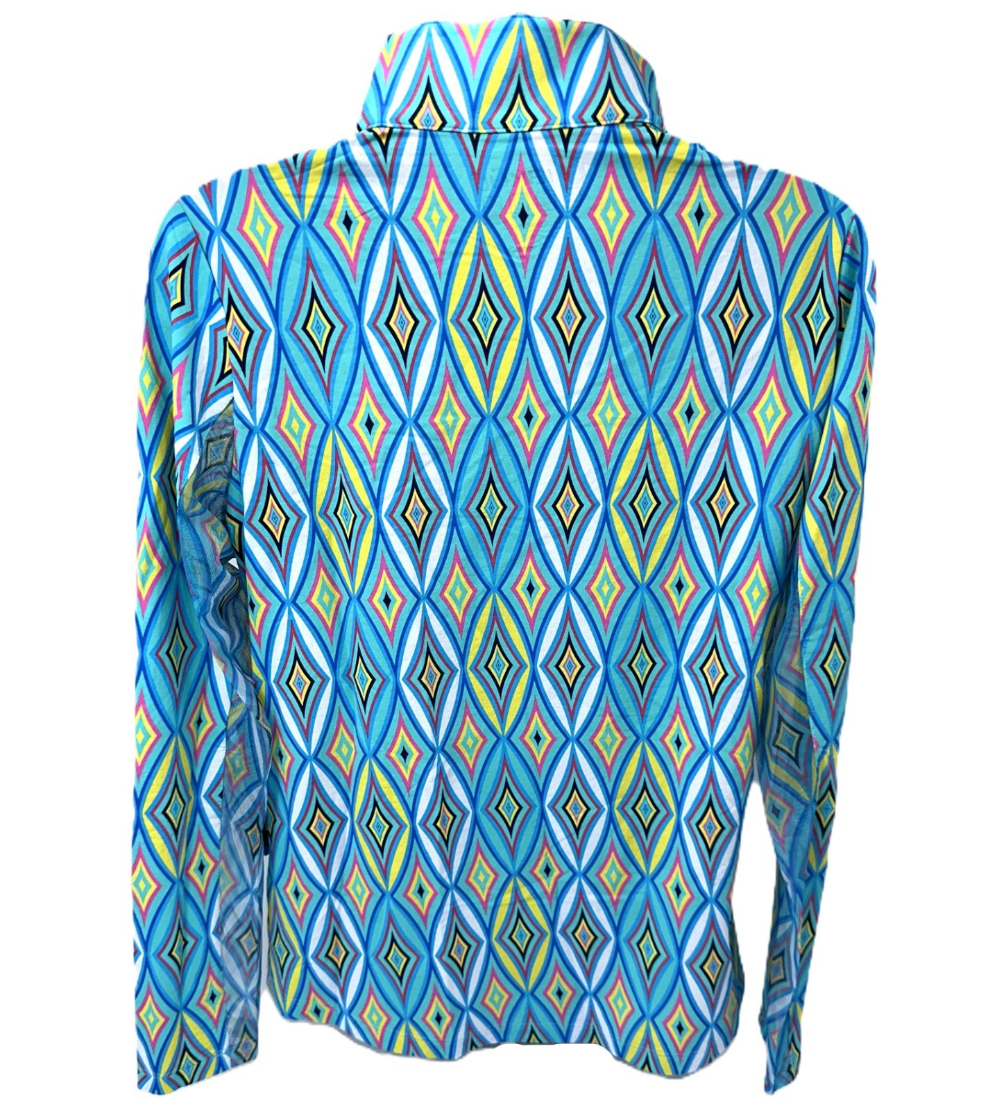 $101 IBKUL Women’s Romina Print Long Sleeve Mock Neck Top-Seafoam-Medium-New Tag