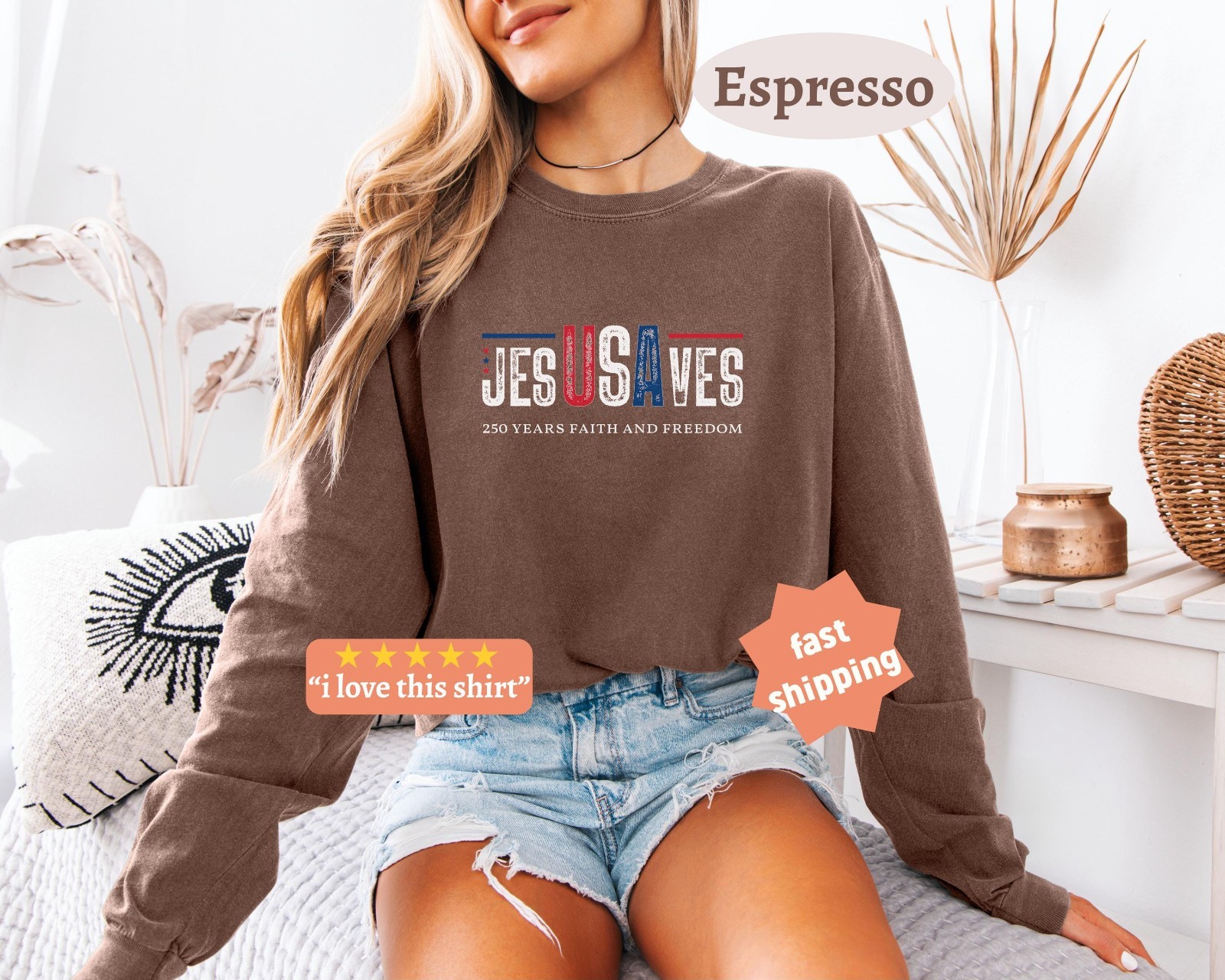 Jesus Saves USA 250 Years of Freedom T-Shirt Christian Patriotic July 4th Tee