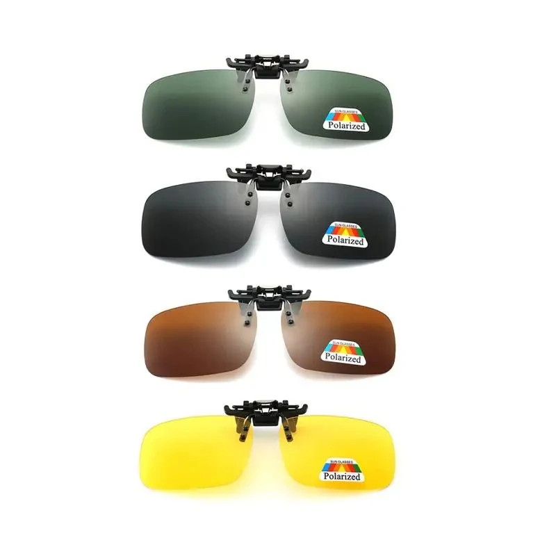 4 Color Grey Lenses Polarized Sunglasses Clip on Flip up UV 380 Driving Fishing