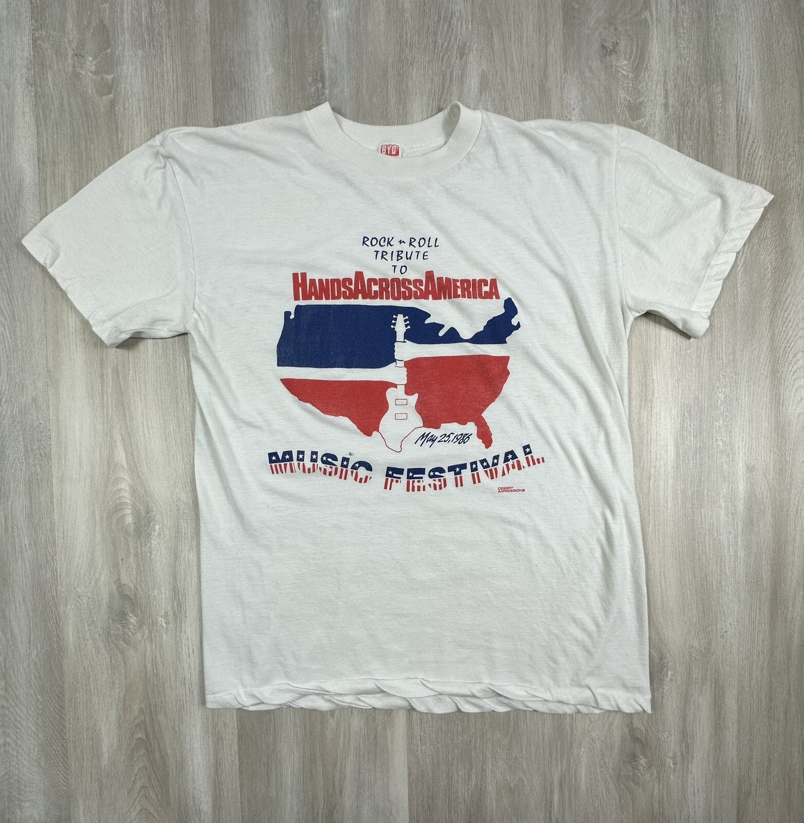 Vintage Rock & Roll Tribute To Hands Across America Music Festival Medium Shirt