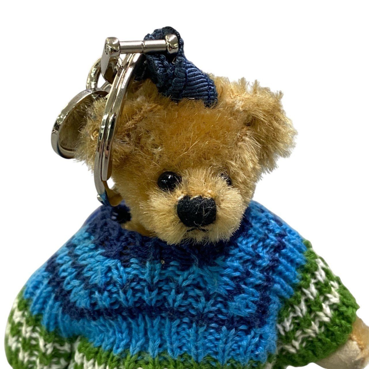 b15 PRADA Knit Bear Keychain Keyring Bag Charm Blue Unisex ta1