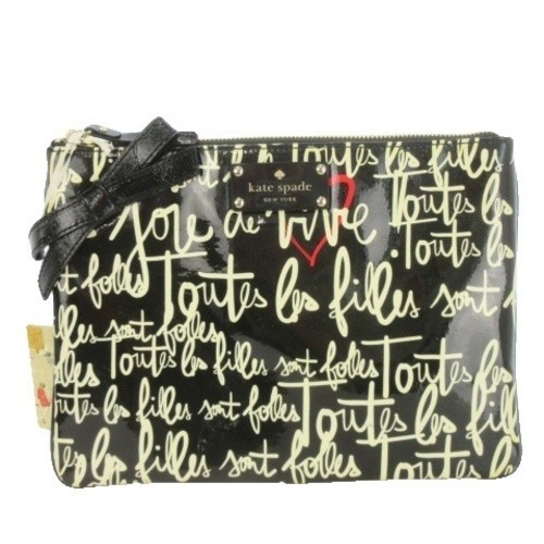 Unused Kate Spade Garance Doré capsule collection clutch bag, black enamel