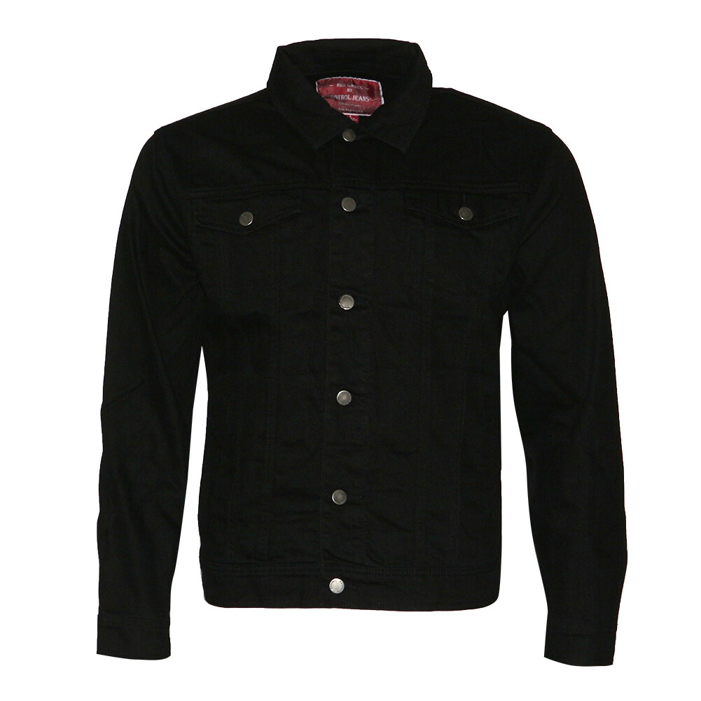 Mens Denim Jean Jacket Faded Premium Cotton Button Up Slim Fit Red Label