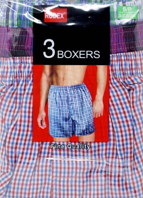 3/6 Pack Men’s Woven Boxers “Cotton~ Tag less” Size: S ~ 3XL