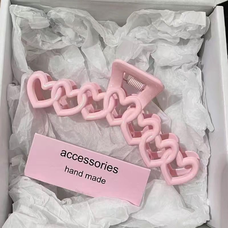 1 PCS Light Pink Heart Hair Claw Clip, Thick Hair, Valentines, Accessories