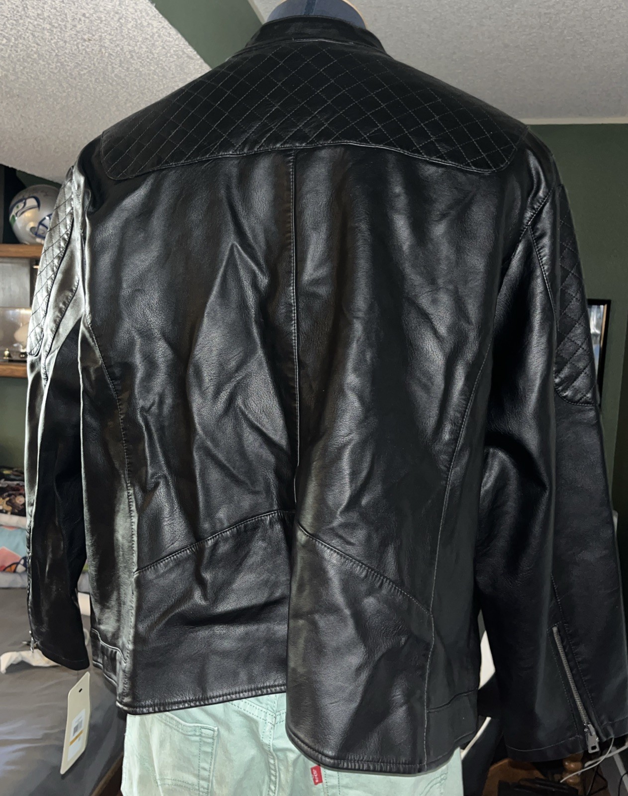 New Levi’s Black Faux Leather Womens Jacket 3X; 2022 Motocross Racer Style