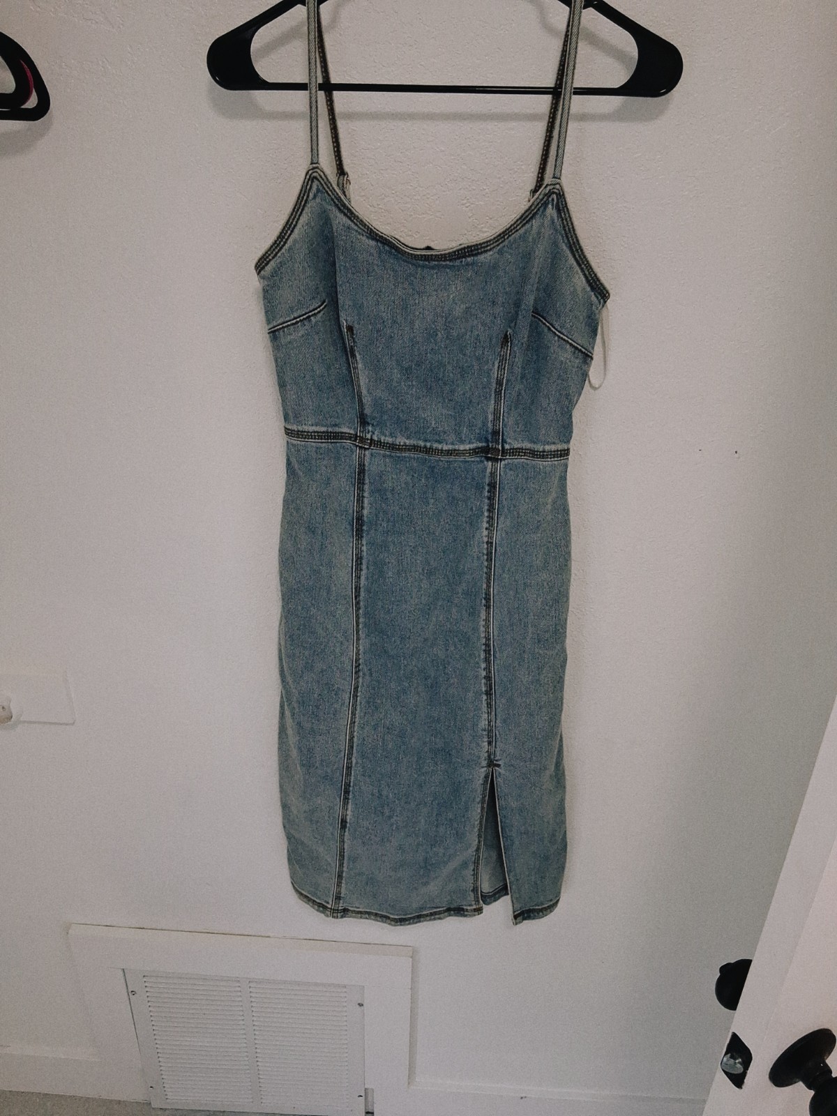 Steve Madden Denim Dress Size 4 Midi Spaghetti Strap Gisele Blue