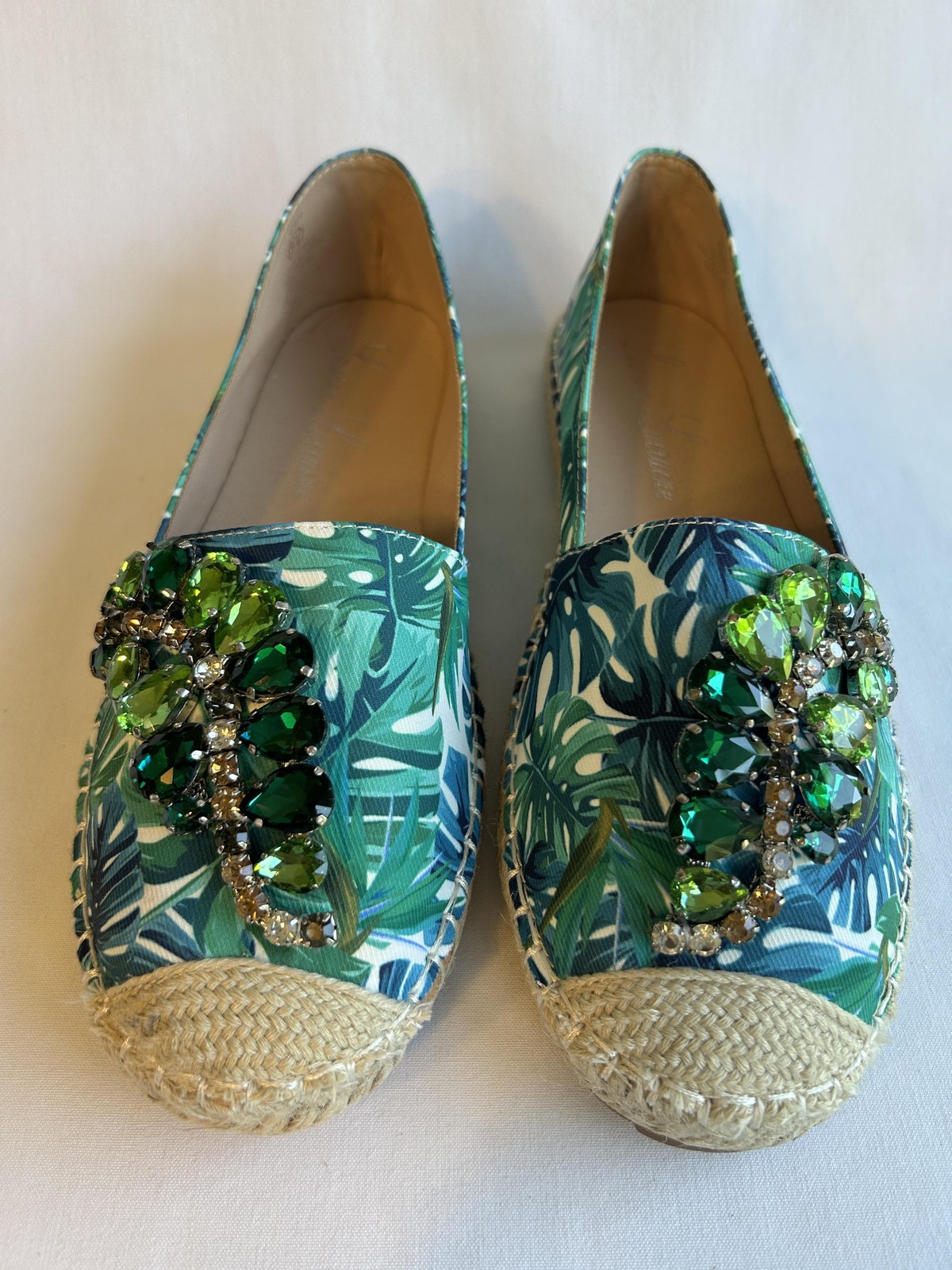 Lauren Lorraine Shoes Womens Size 8.5 Espadrille Flats Embellished Tropical ESPI