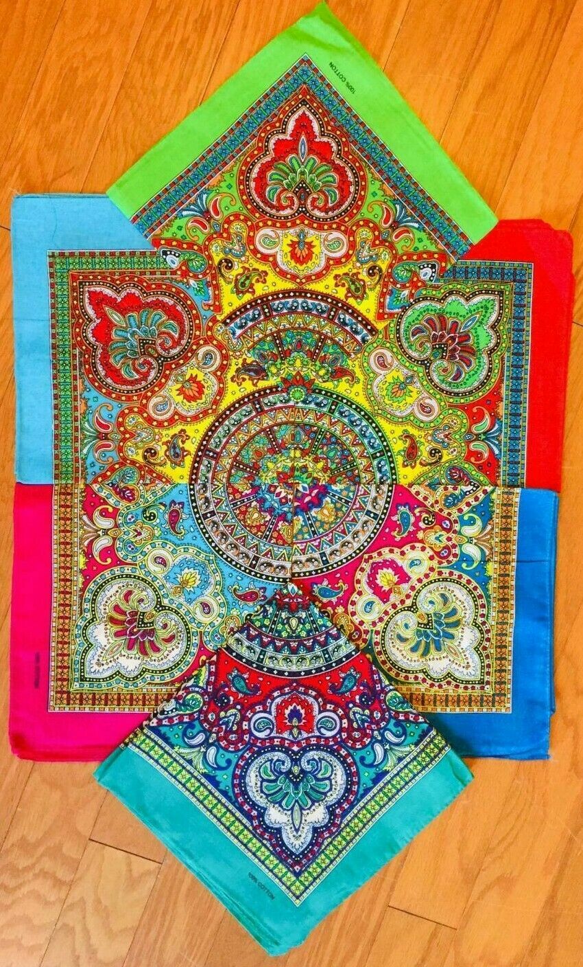 12 (Dozen) Mosaic Multi Color 100% Cotton Bandana 22″x22″ Bandanna