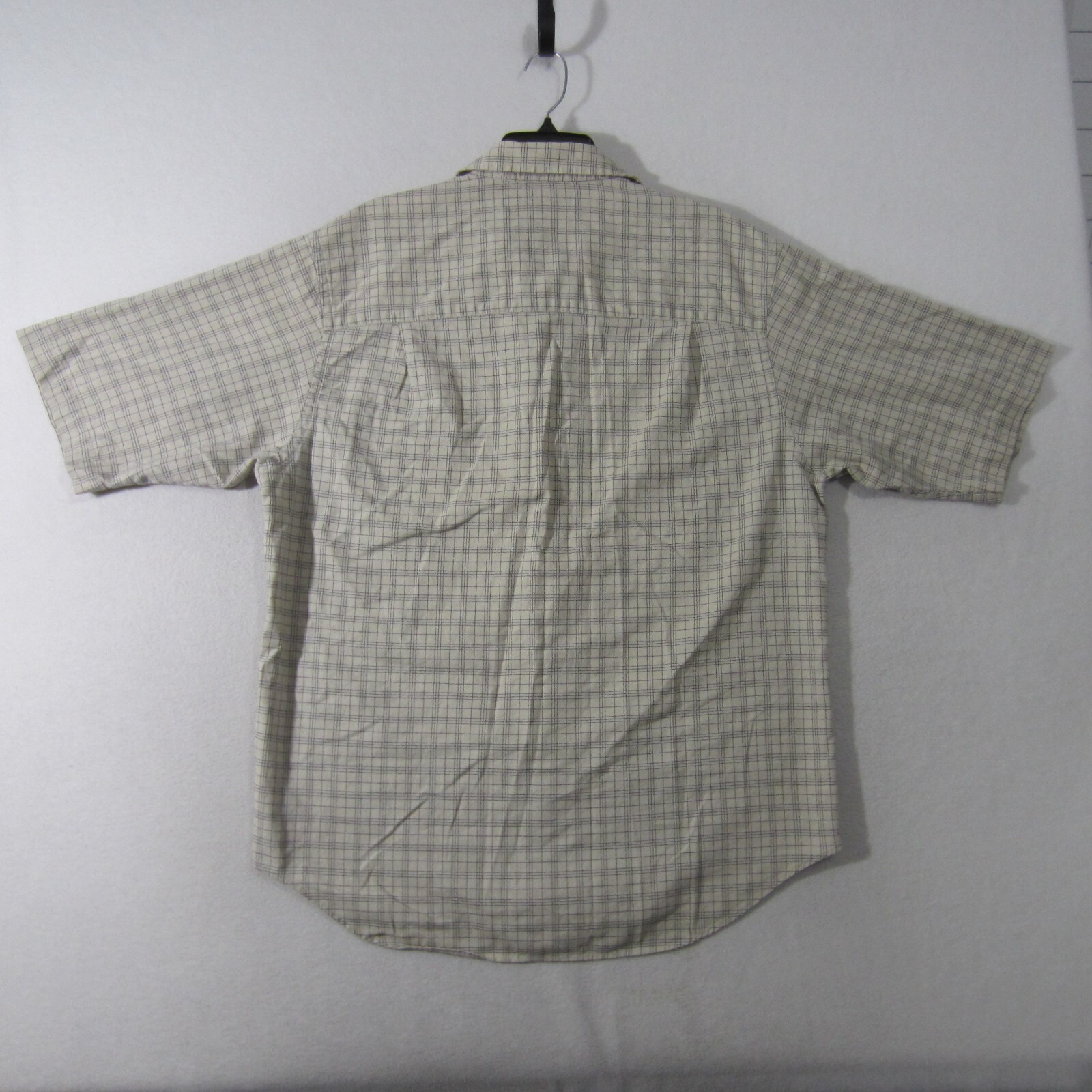 Murano Shirt Mens Beige White Blue Button Up Short Sleeve Casual Men 1626