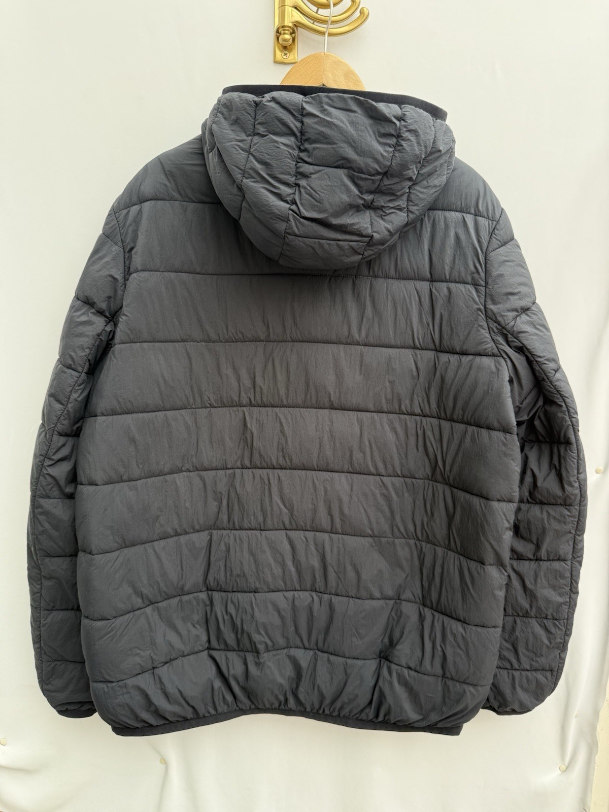 Tommy Jeans Hooded Quilted Puffer Jacket Coat Black Full Zip Lightweight Mens XL