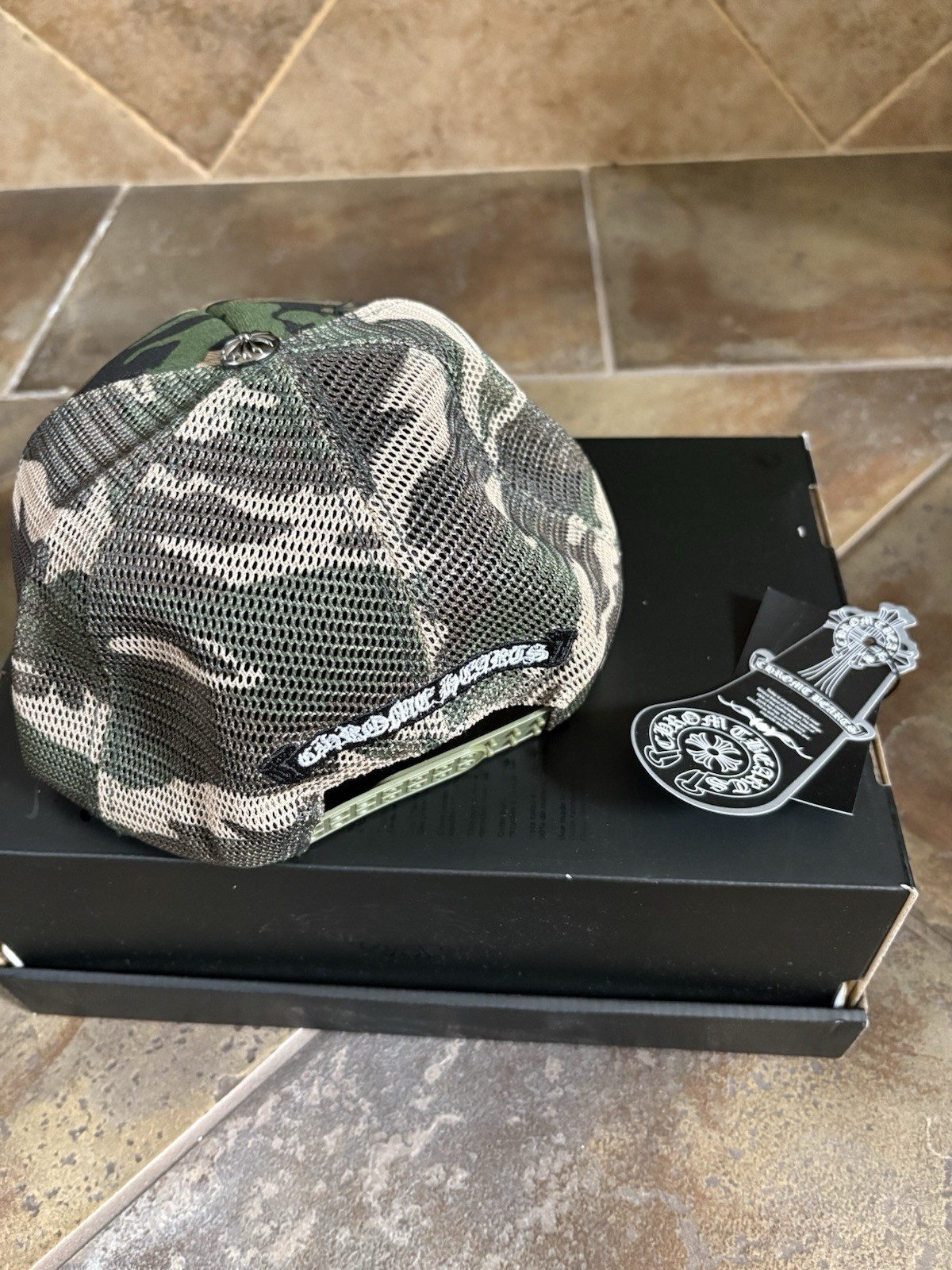 Camo Trucker Hat Mesh Back Cross Patch Adjustable, One Size