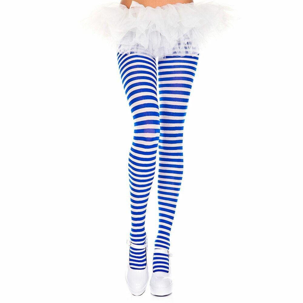 Music Legs 7471 Nylon Opaque Striped Tights, Multi Size & Colors Available
