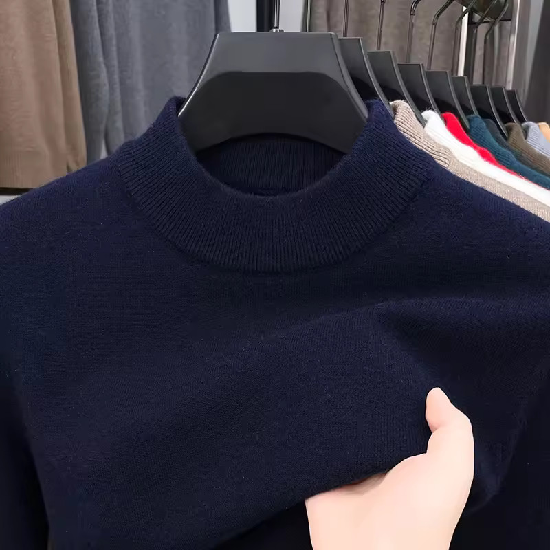 Men’s Cashmere Sweater Mock Neck Sweaters Knit Pullover for Male Men Knitwear.