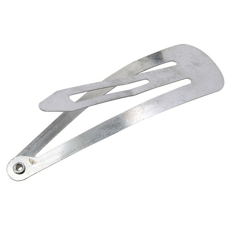 New 5 pcs 50mm Silver Tone Snap Hair Clips Craft Bow Women Girls Metal Hairpin