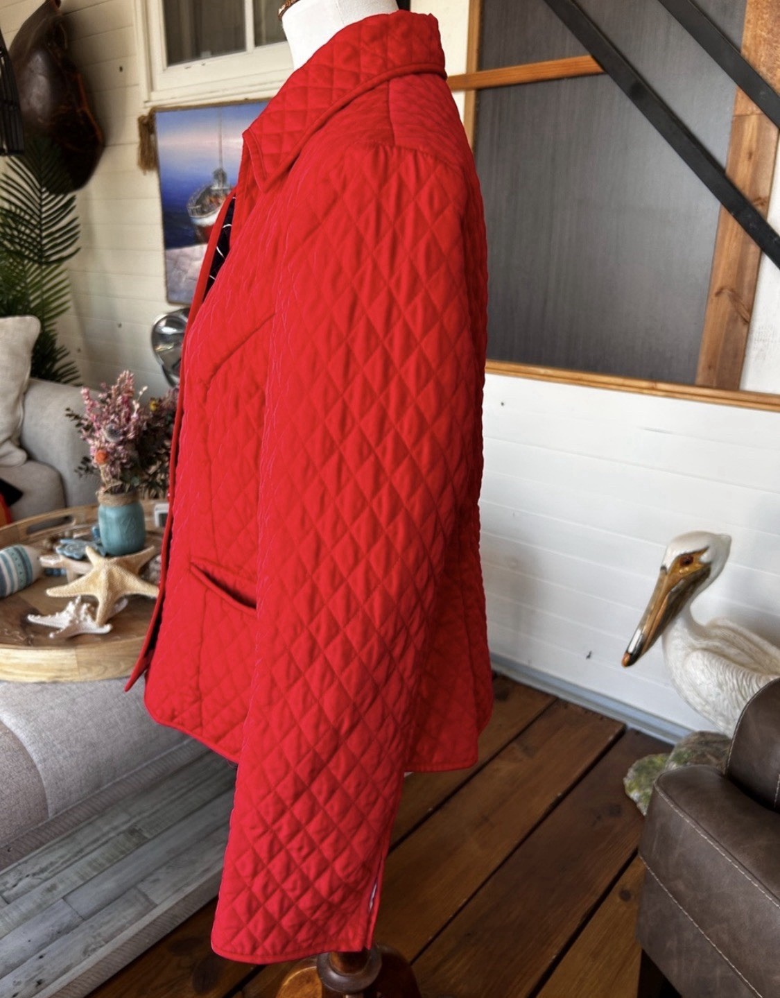 Norton Mcnaughton Jacket Red Midweight Quilted Floral Lined Women’s Sz 10