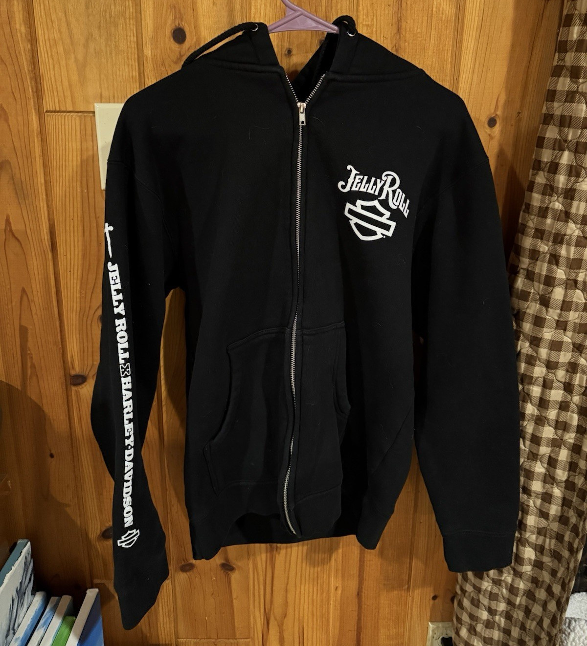Harley-Davidson Men’s S Black Full Zip Fleece Hoodie Jelly Roll Graphic Print