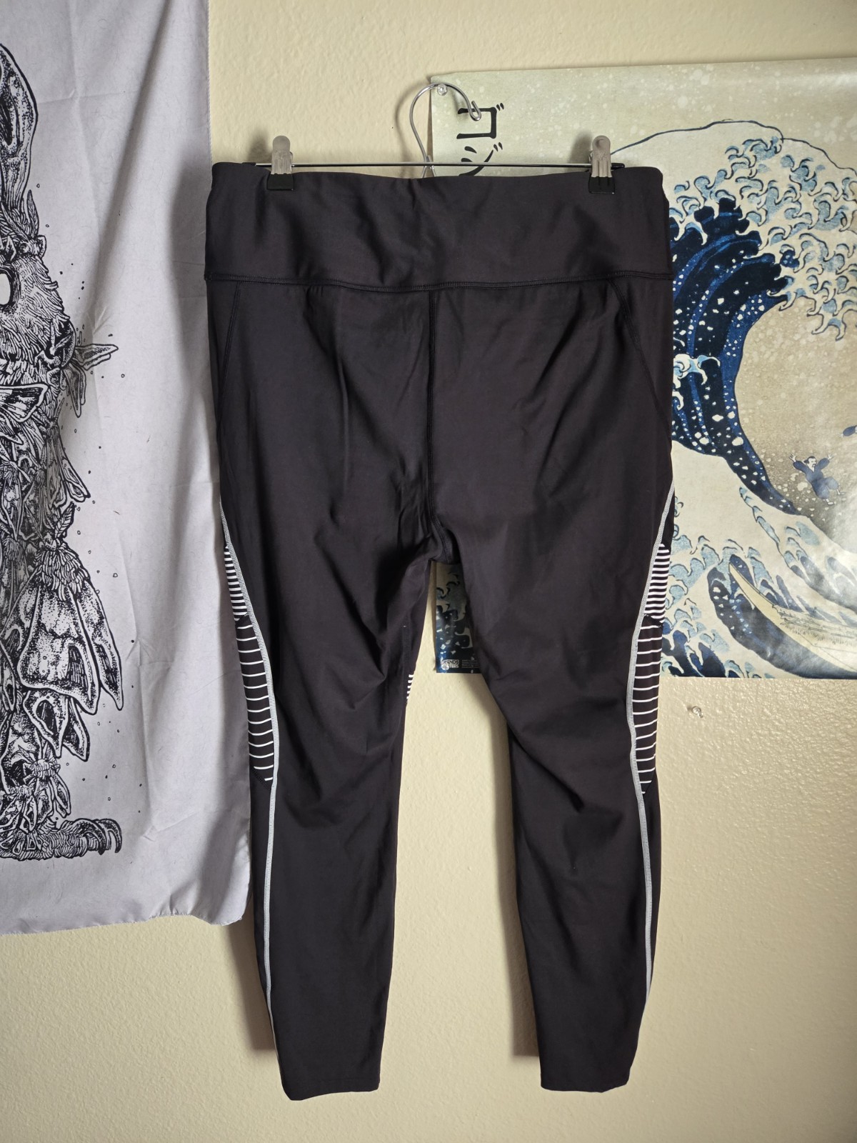 Avia Women’s XL Colorblock Leggings Black/White Stretch Pull-On Ankle Skinny