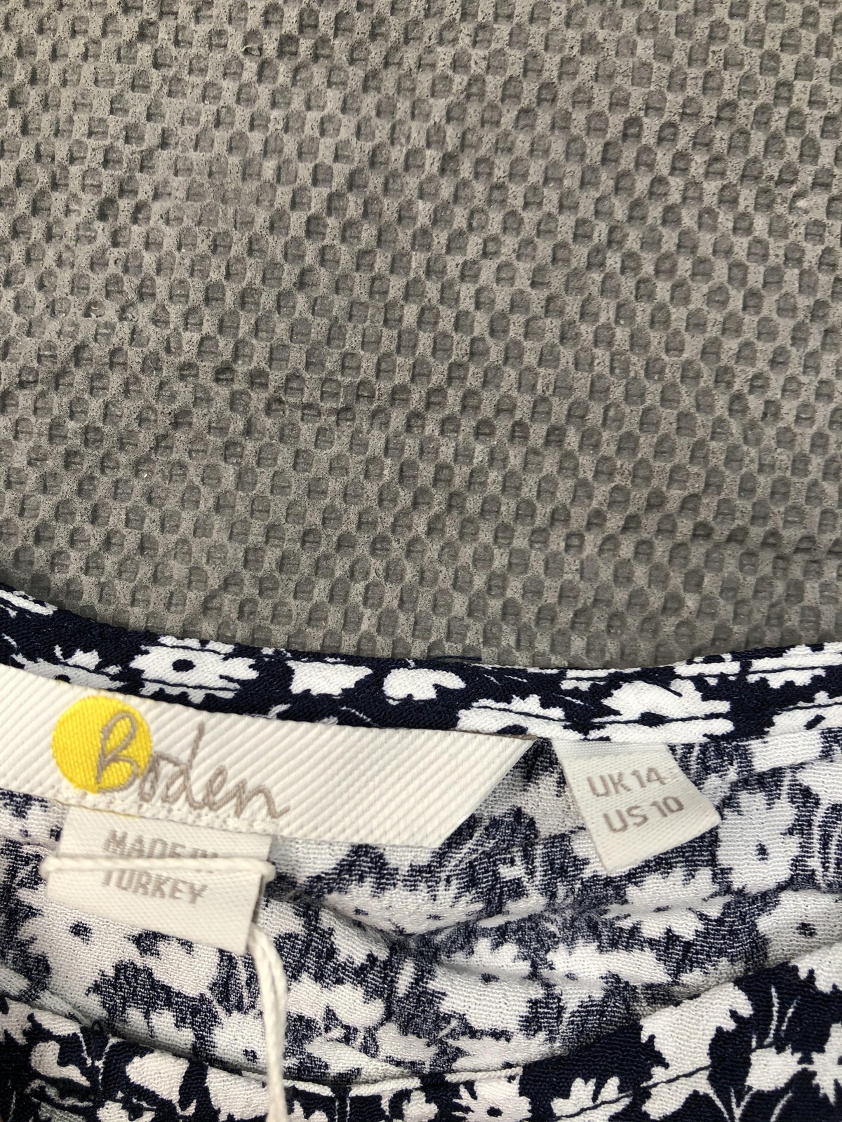Boden Blouse Womens 10 Blue Square Neck Long Puff Sleeve Floral Cropped NWT
