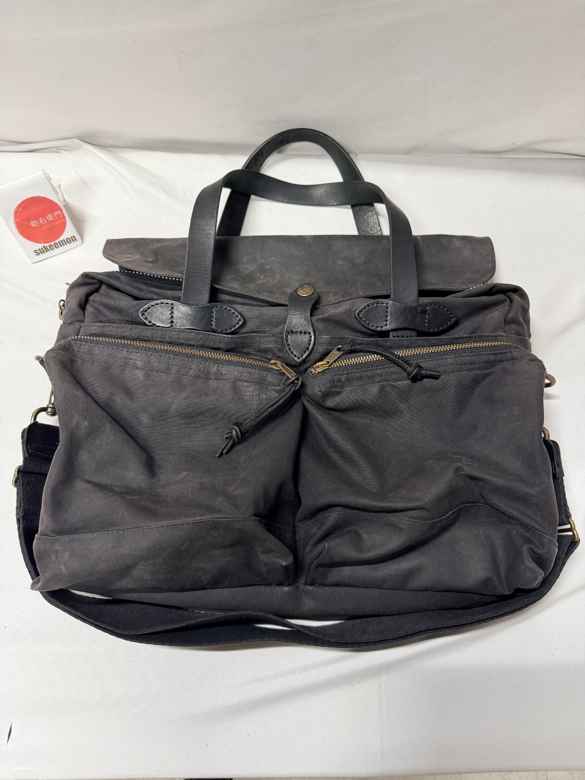 Filson 24 Hour Bag Tin Cloth Briefcase Black Made In USA Waxed Cotton