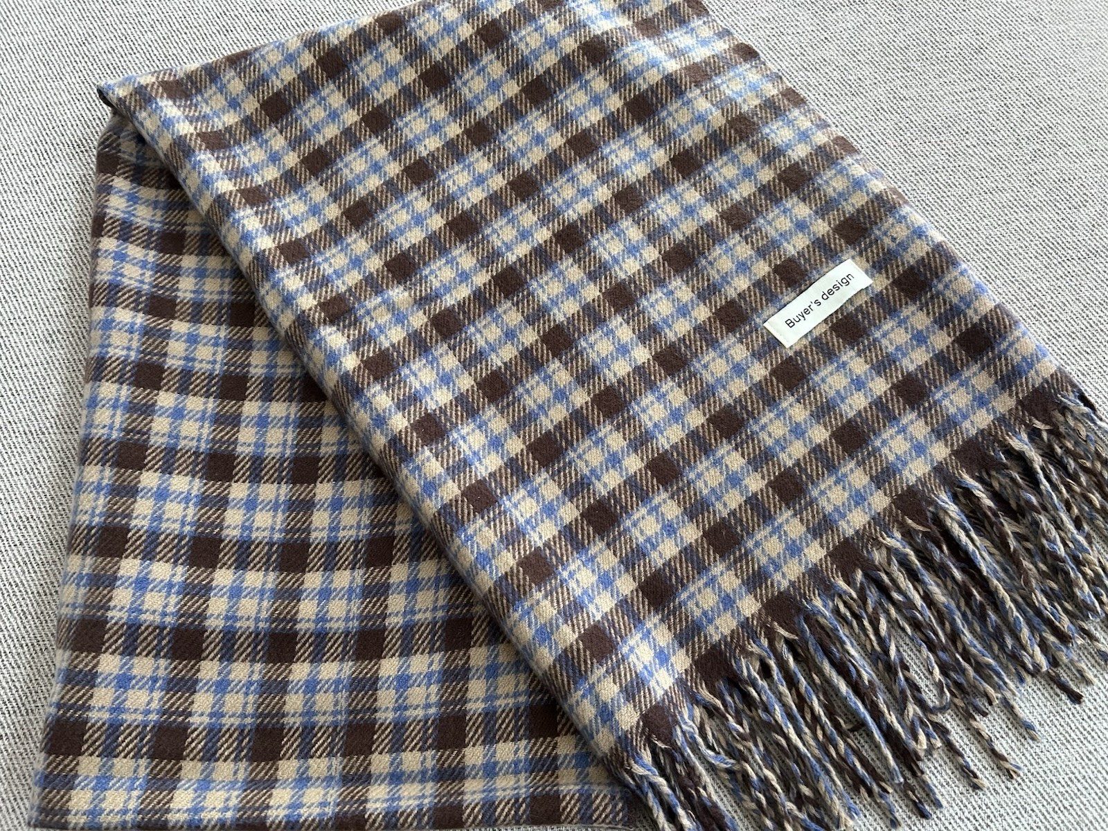 Buyer’s Design Scarf Shawl Blue Brown – 76×27” New