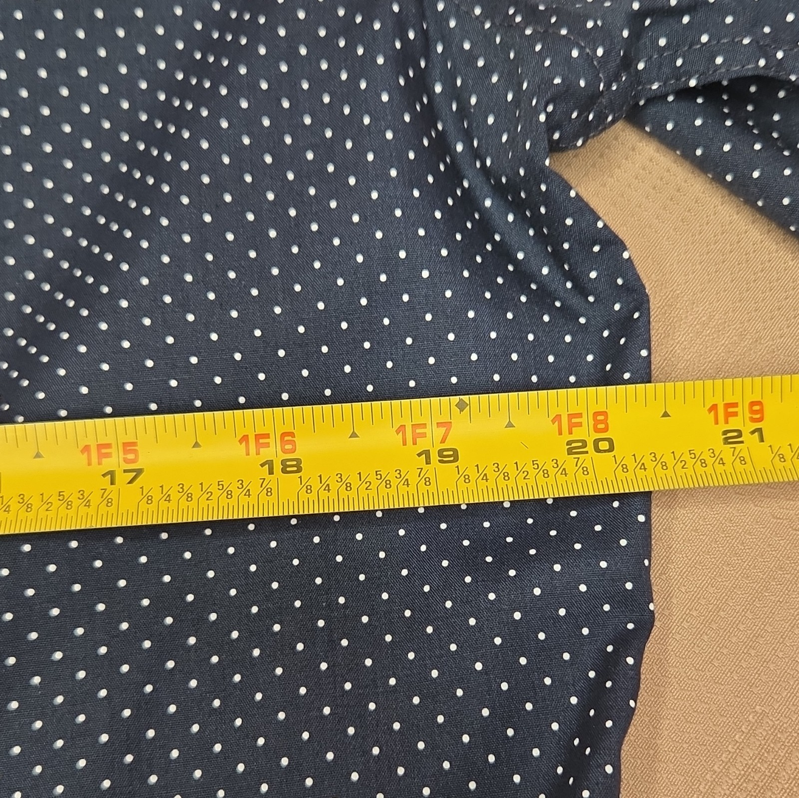 H&M Slim Fit Easy Iron Blue/White Polka Dot Dress Shirt L 32/33