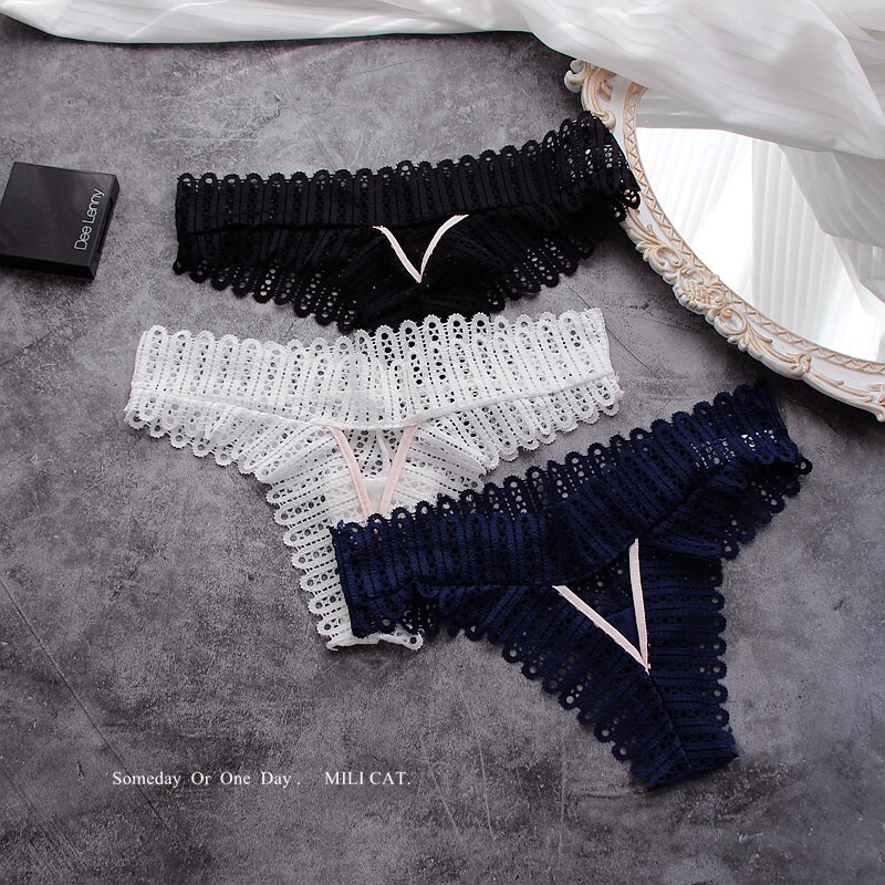 3 Packs Lot Womens Panties Lingerie G-String Lace Underwear Sexy T-Back Thongs