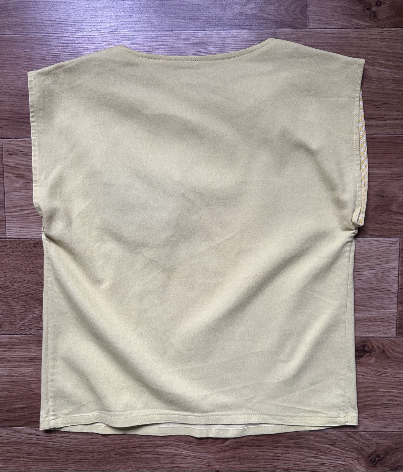 CHERESHNIVSKA Designer Sleeveless Top Yellow Architectural Minimalist Size 36 S