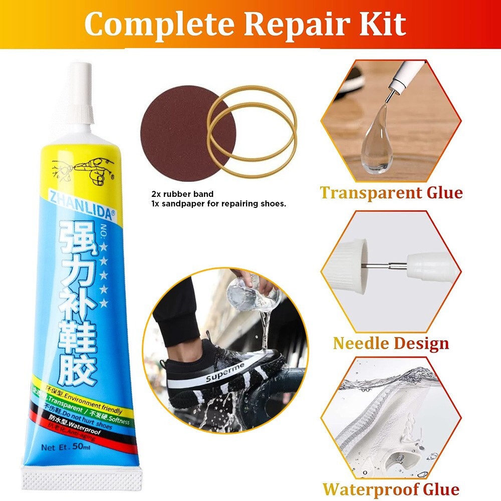 Repair Fix Shoes Clear Glue Adhesive Leather Vinyl Rubber Cork Canvas Bag Boots