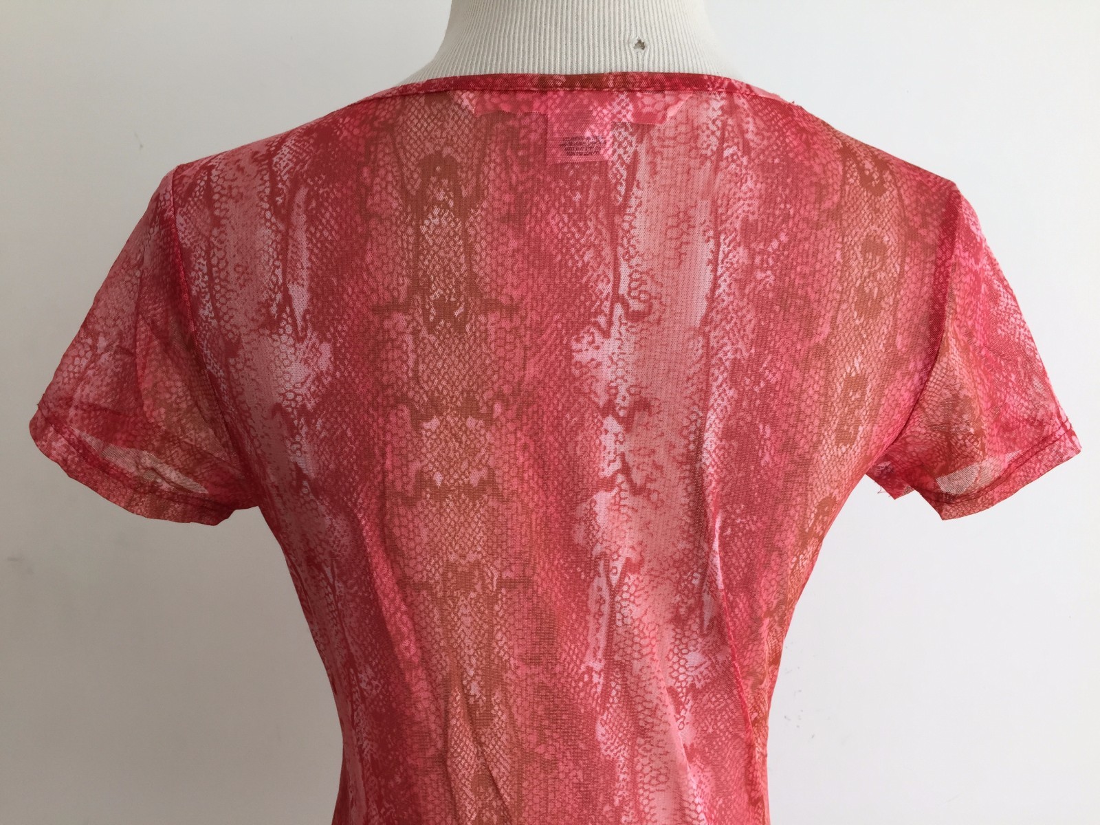 Victoria’s Secret V-Neck Top Semi-Sheer Tea Rose Animal Print Size M