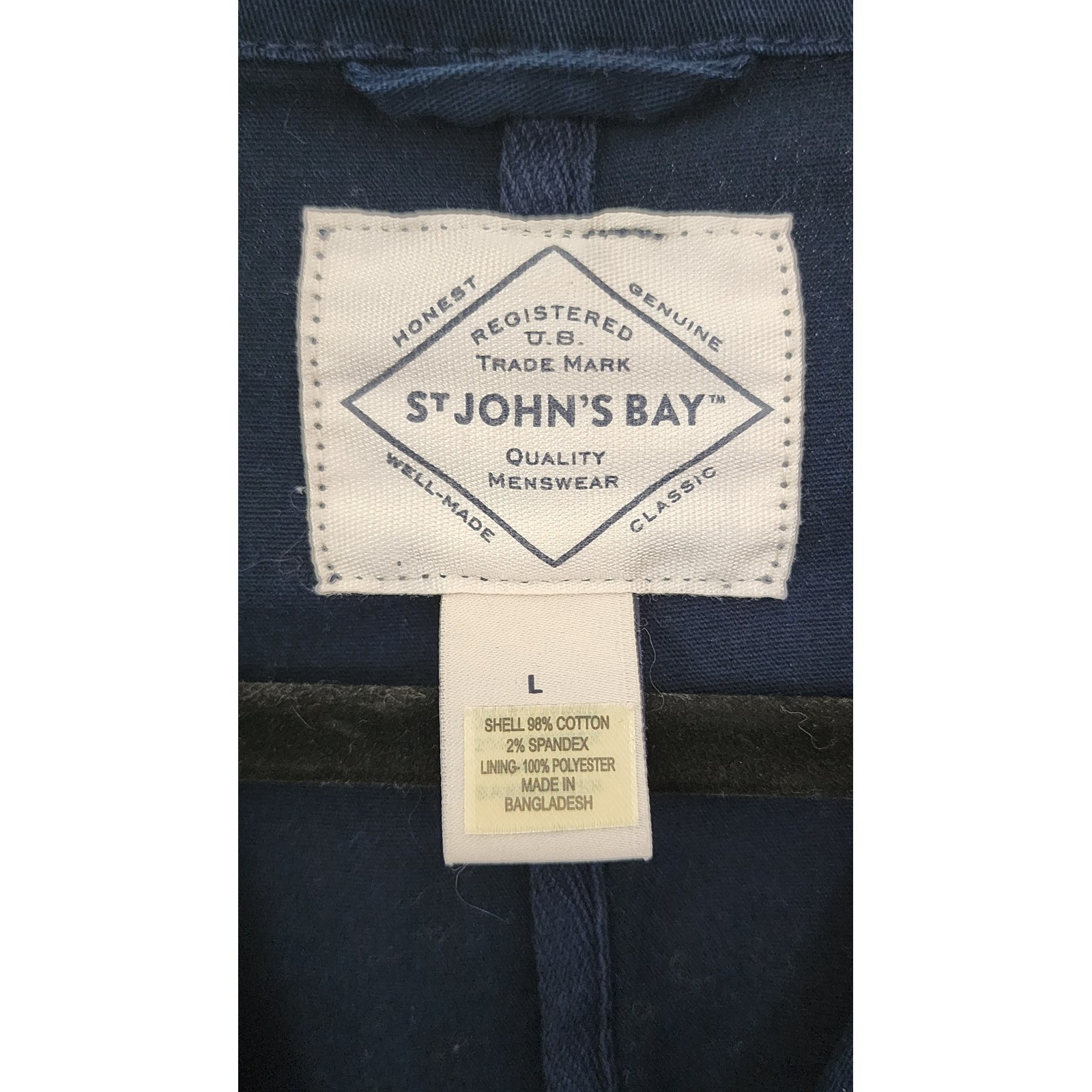 St Johns Bay Mens Navy Blue Cotton Blend Chore Coat Jacket Large Workwear Blazer