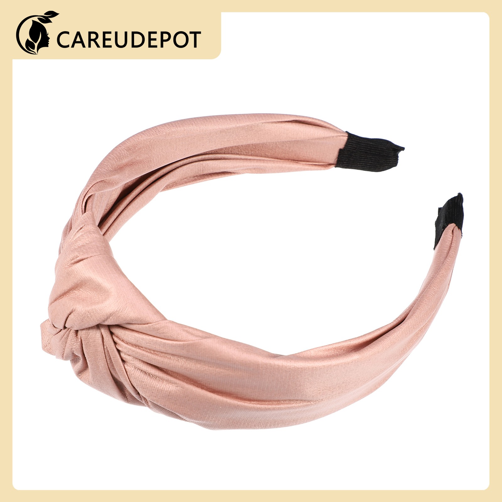 1Pcs Faux Leather Knotted Headband Cross Knot Hairband for Women Pink 1.57″ Wide