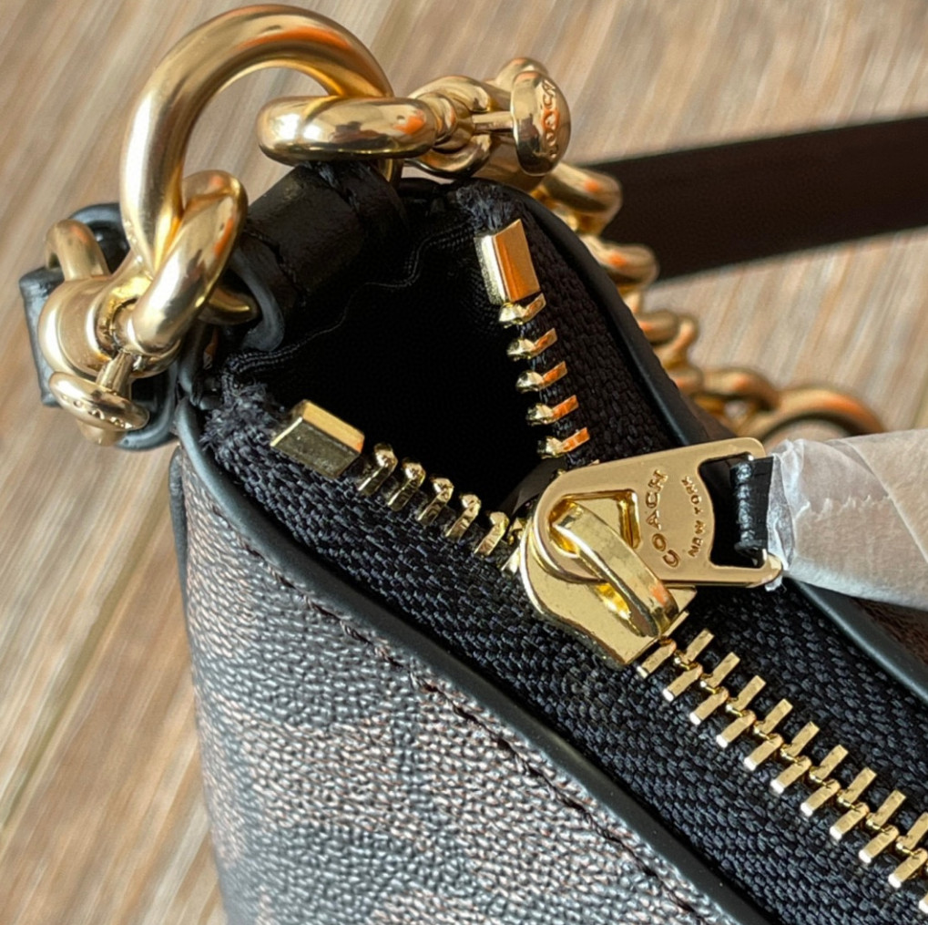 NWT COACH CA548 Teri Shoulder Bag In Signature Canvas/Gold/Brown Free