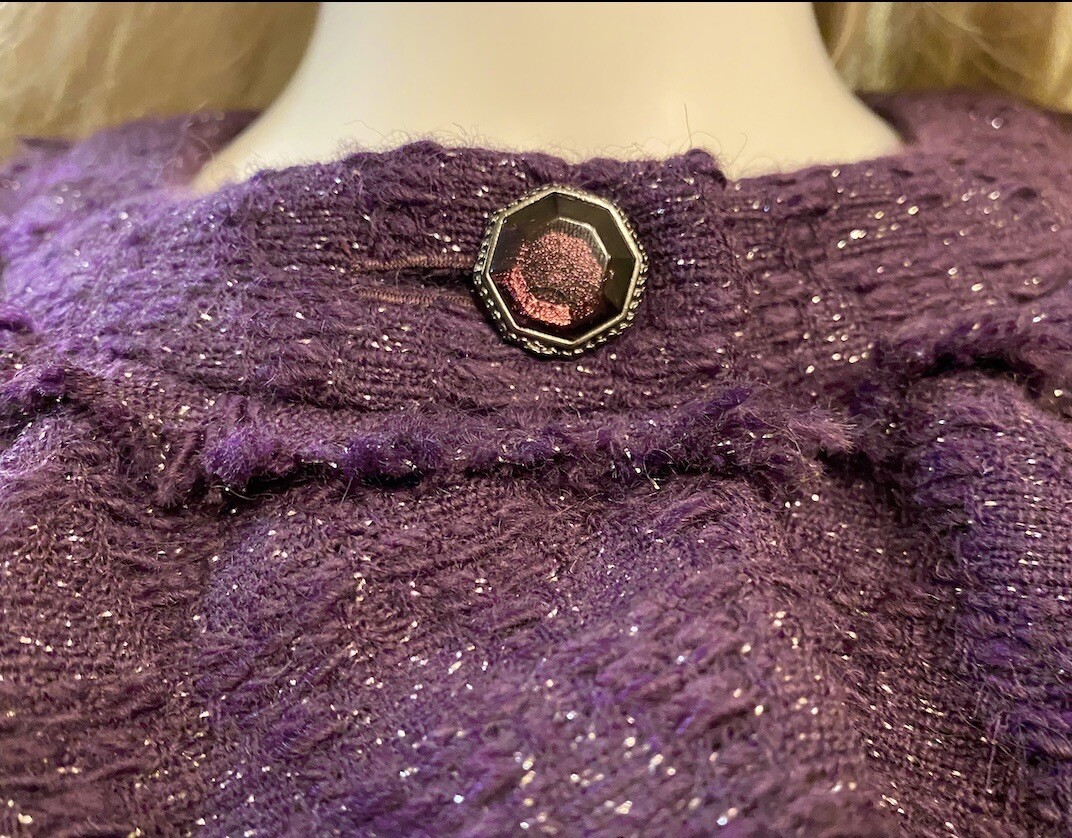 4.8K New Chanel 2012 Purple Gripoix Tweed Jacket 36 38 2 4 6 Blazer Coat Top S M